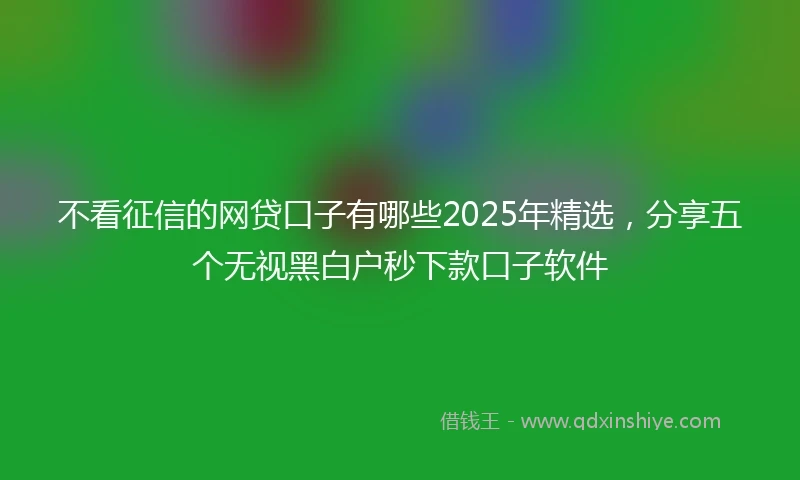 不看征信的网贷口子有哪些2025年精选，分享五个无视黑白户秒下款口子软件