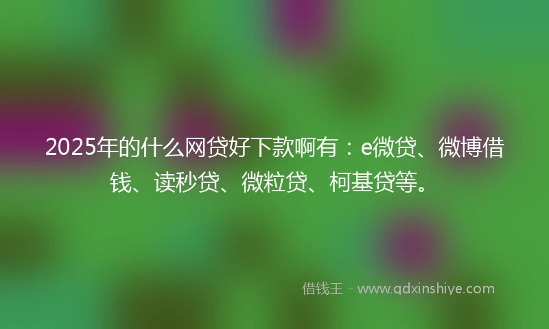 2025年的什么网贷好下款啊有：e微贷、微博借钱、读秒贷、微粒贷、柯基贷等。