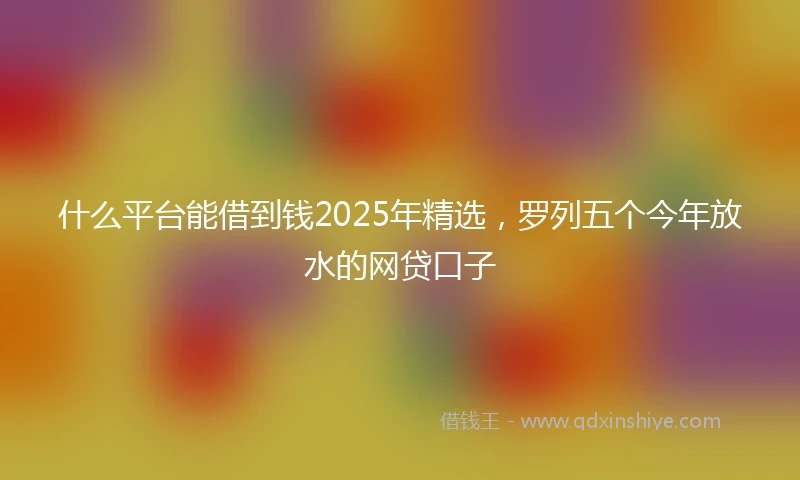 什么平台能借到钱2025年精选，罗列五个今年放水的网贷口子