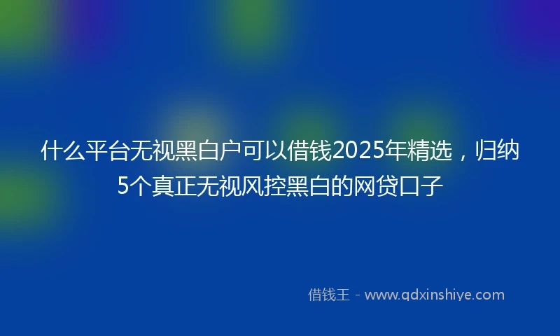 什么平台无视黑白户可以借钱2025年精选，归纳5个真正无视风控黑白的网贷口子