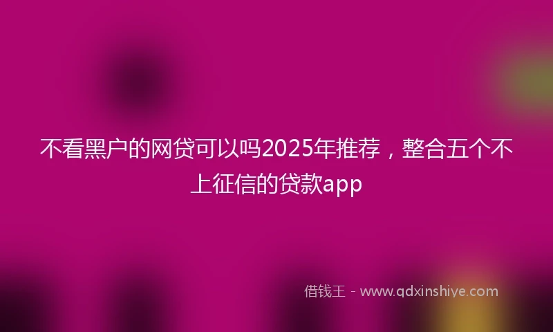 不看黑户的网贷可以吗2025年推荐，整合五个不上征信的贷款app
