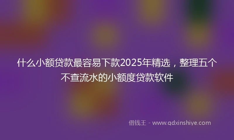 什么小额贷款最容易下款2025年精选，整理五个不查流水的小额度贷款软件