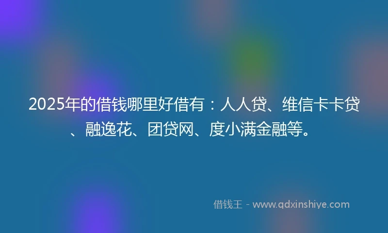 2025年的借钱哪里好借有：人人贷、维信卡卡贷、融逸花、团贷网、度小满金融等。