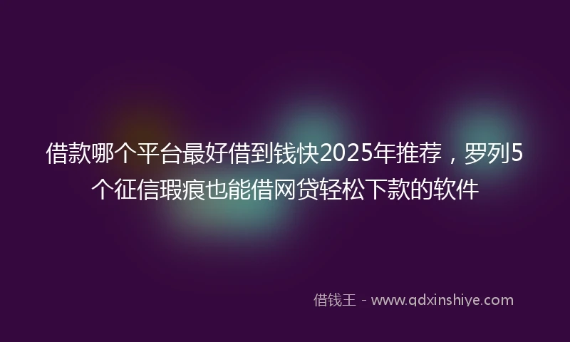 借款哪个平台最好借到钱快2025年推荐，罗列5个征信瑕疵也能借网贷轻松下款的软件