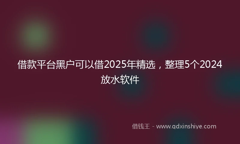 借款平台黑户可以借2025年精选，整理5个2024放水软件
