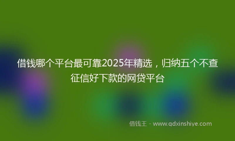 借钱哪个平台最可靠2025年精选，归纳五个不查征信好下款的网贷平台