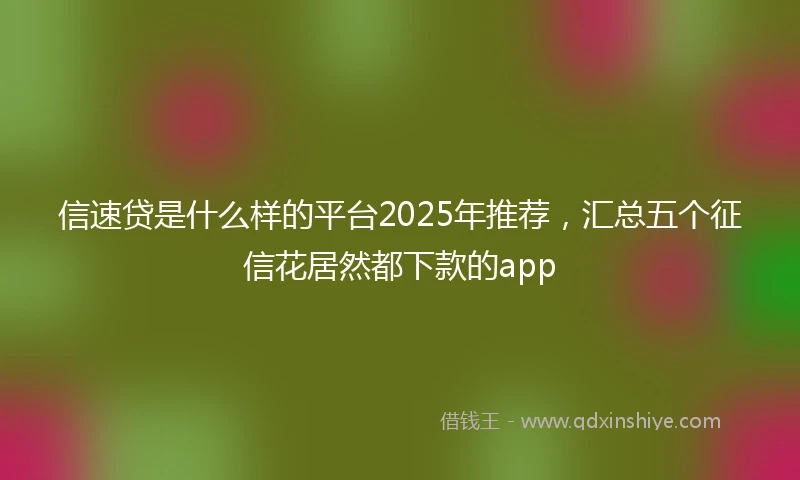 信速贷是什么样的平台2025年推荐，汇总五个征信花居然都下款的app
