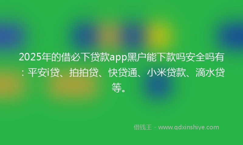 2025年的借必下贷款app黑户能下款吗安全吗有：平安i贷、拍拍贷、快贷通、小米贷款、滴水贷等。