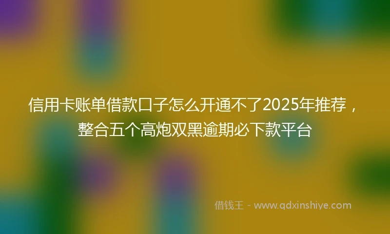 信用卡账单借款口子怎么开通不了2025年推荐，整合五个高炮双黑逾期必下款平台