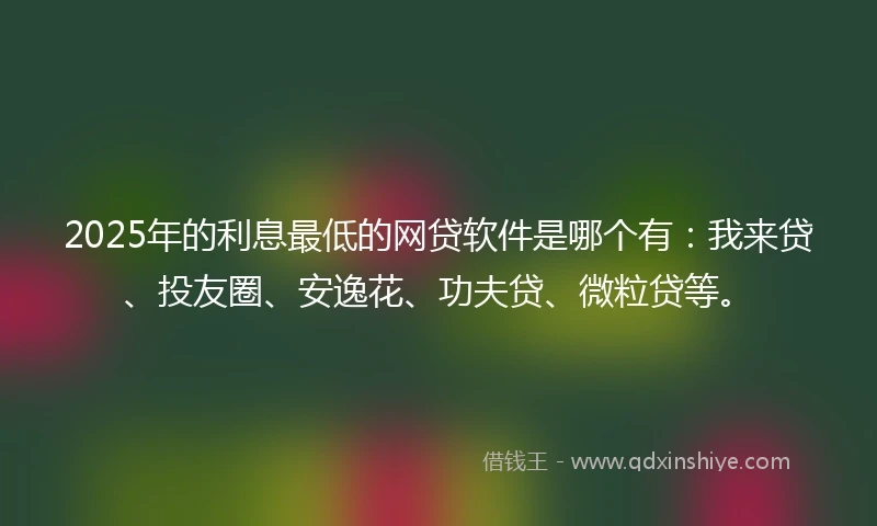 2025年的利息最低的网贷软件是哪个有：我来贷、投友圈、安逸花、功夫贷、微粒贷等。