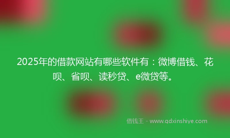 2025年的借款网站有哪些软件有：微博借钱、花呗、省呗、读秒贷、e微贷等。