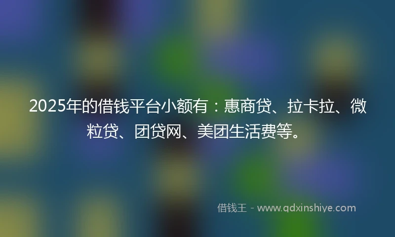 2025年的借钱平台小额有：惠商贷、拉卡拉、微粒贷、团贷网、美团生活费等。