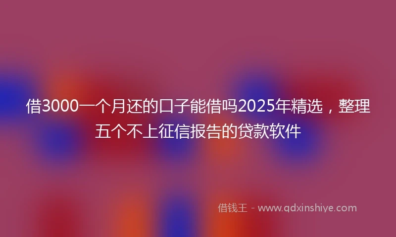 借3000一个月还的口子能借吗2025年精选,整理五个不上征信报告的贷款软件