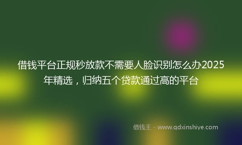 借钱平台正规秒放款不需要人脸识别怎么办2025年精选，归纳五个贷款通过高的平台