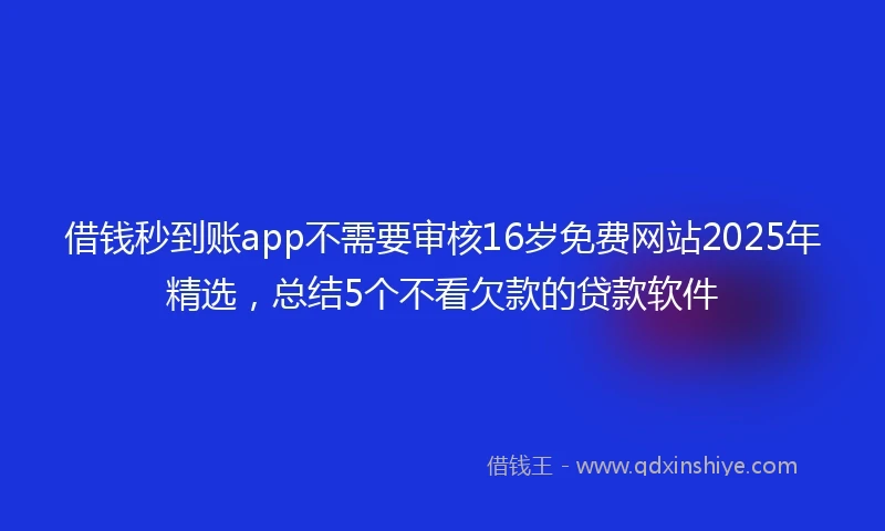 借钱秒到账app不需要审核16岁免费网站2025年精选，总结5个不看欠款的贷款软件