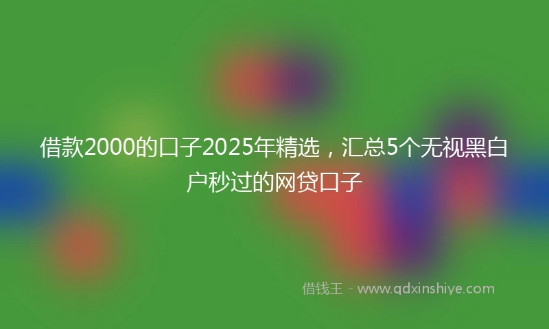 借款2000的口子2025年精选，汇总5个无视黑白户秒过的网贷口子