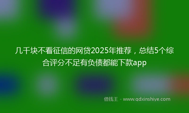 几千块不看征信的网贷2025年推荐，总结5个综合评分不足有负债都能下款app