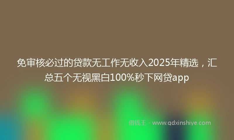 免审核必过的贷款无工作无收入2025年精选，汇总五个无视黑白100%秒下网贷app