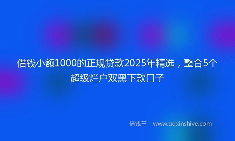 借钱小额1000的正规贷款2025年精选，整合5个超级烂户双黑下款口子