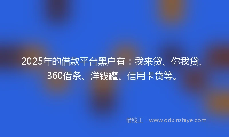 2025年的借款平台黑户有：我来贷、你我贷、360借条、洋钱罐、信用卡贷等。