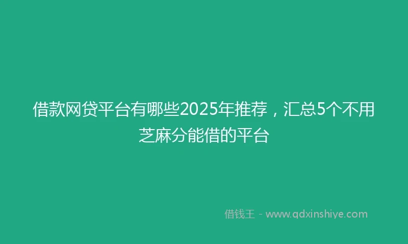 借款网贷平台有哪些2025年推荐，汇总5个不用芝麻分能借的平台