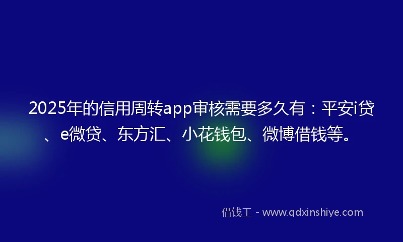 2025年的信用周转app审核需要多久有：平安i贷、e微贷、东方汇、小花钱包、微博借钱等。