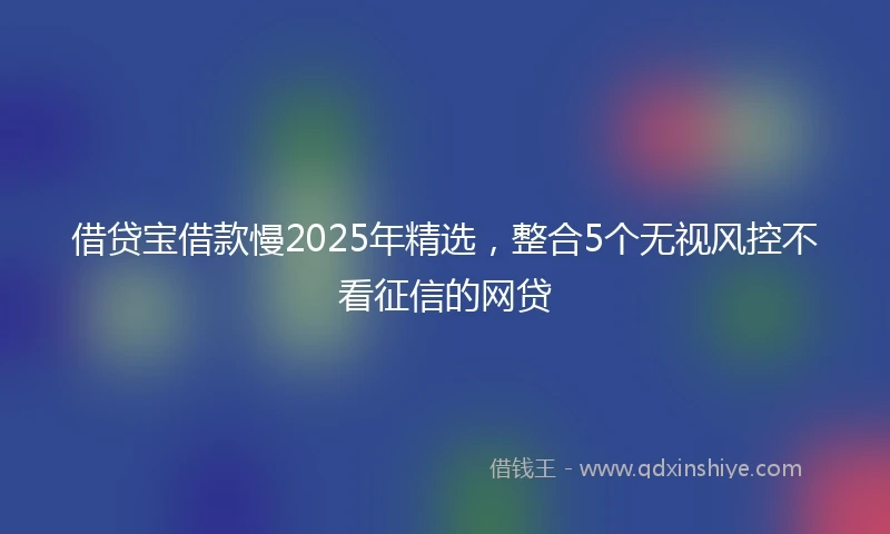 借贷宝借款慢2025年精选，整合5个无视风控不看征信的网贷