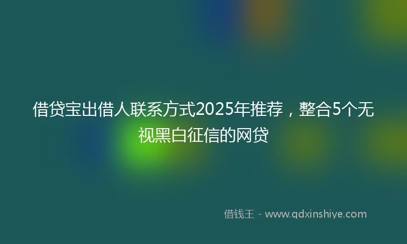 借贷宝出借人联系方式2025年推荐，整合5个无视黑白征信的网贷
