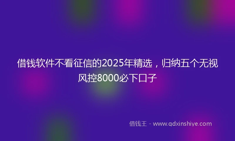 借钱软件不看征信的2025年精选，归纳五个无视风控8000必下口子