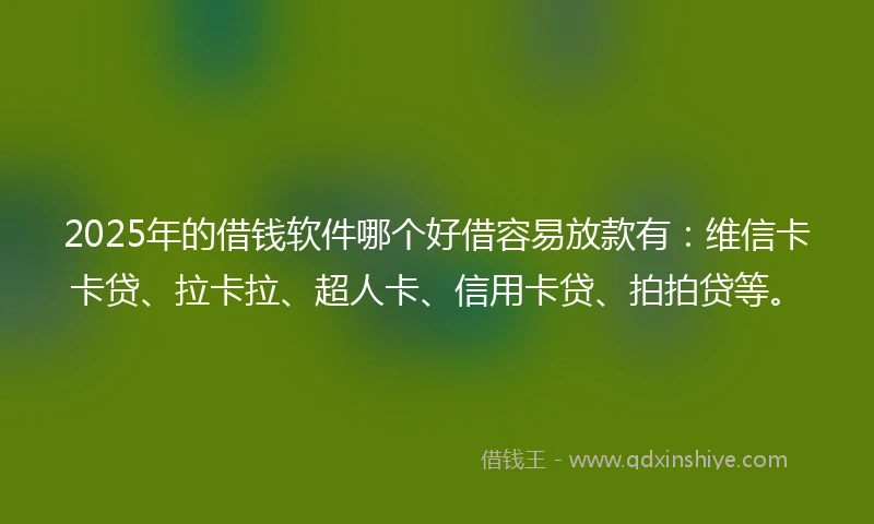 2025年的借钱软件哪个好借容易放款有：维信卡卡贷、拉卡拉、超人卡、信用卡贷、拍拍贷等。
