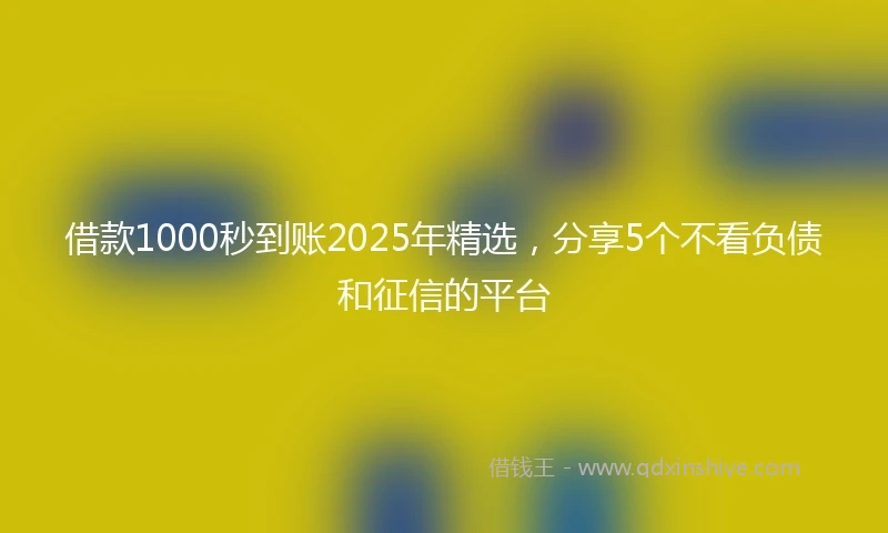借款1000秒到账2025年精选，分享5个不看负债和征信的平台