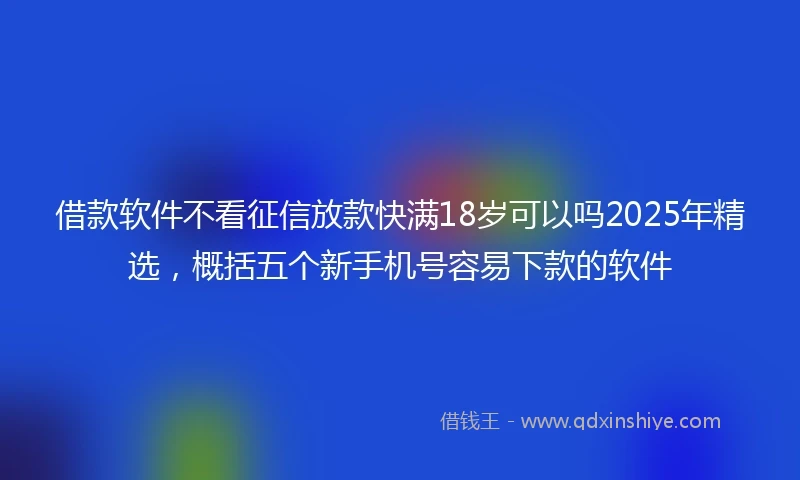 借款软件不看征信放款快满18岁可以吗2025年精选，概括五个新手机号容易下款的软件