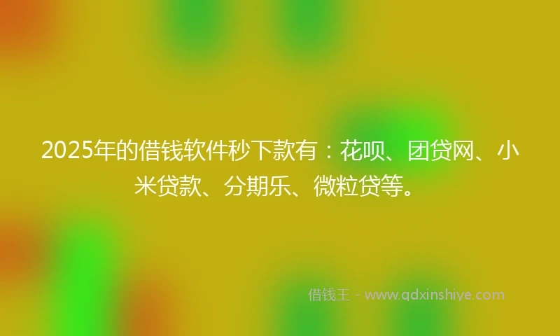2025年的借钱软件秒下款有：花呗、团贷网、小米贷款、分期乐、微粒贷等。