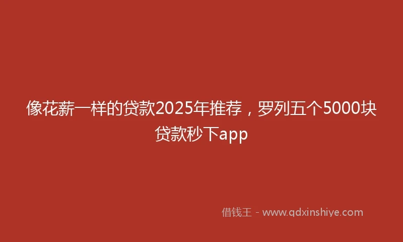 像花薪一样的贷款2025年推荐，罗列五个5000块贷款秒下app