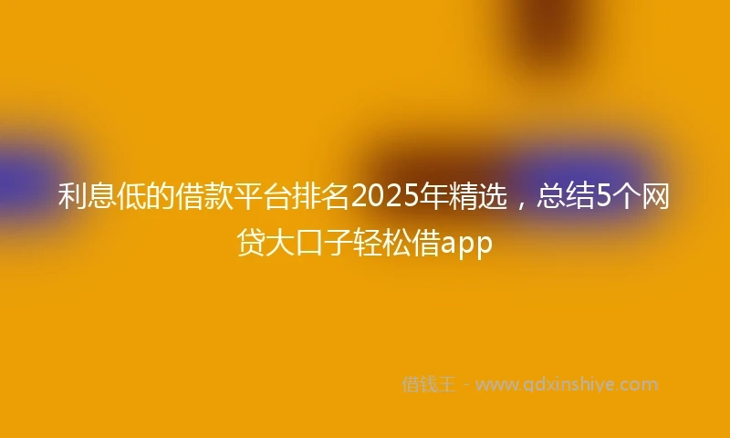 利息低的借款平台排名2025年精选，总结5个网贷大口子轻松借app