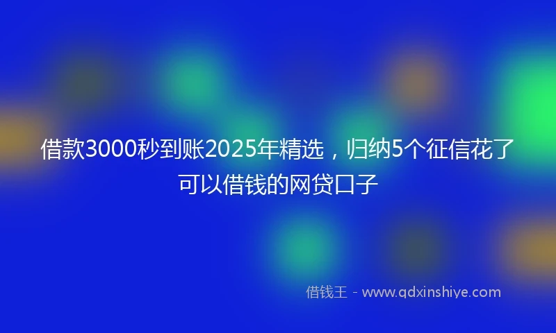 借款3000秒到账2025年精选，归纳5个征信花了可以借钱的网贷口子