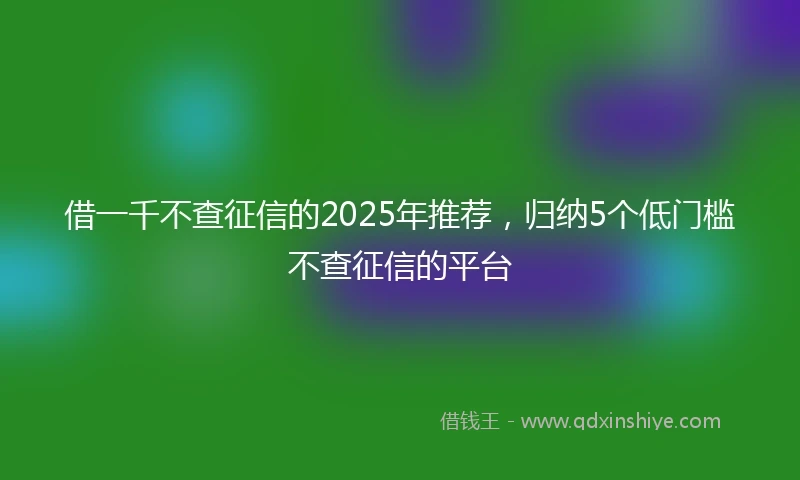 借一千不查征信的2025年推荐，归纳5个低门槛不查征信的平台