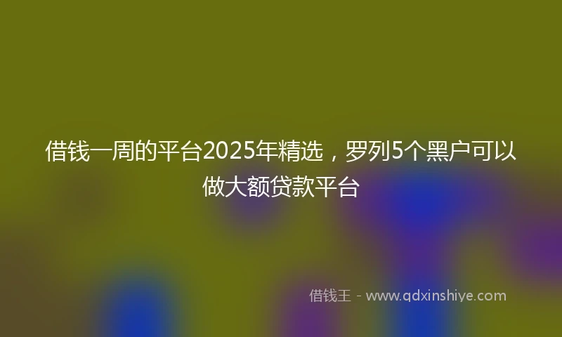 借钱一周的平台2025年精选，罗列5个黑户可以做大额贷款平台