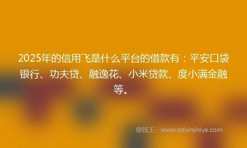 2025年的信用飞是什么平台的借款有：平安口袋银行、功夫贷、融逸花、小米贷款、度小满金融等。