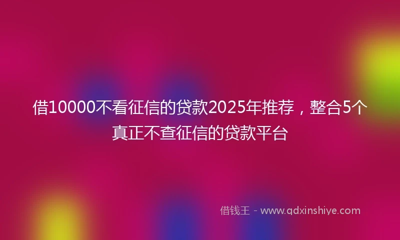 借10000不看征信的贷款2025年推荐，整合5个真正不查征信的贷款平台