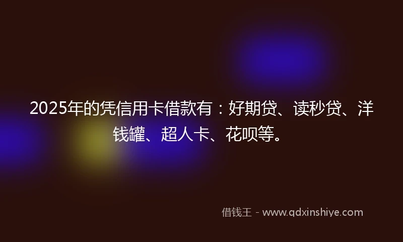 2025年的凭信用卡借款有：好期贷、读秒贷、洋钱罐、超人卡、花呗等。