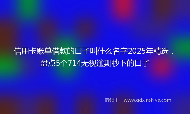 信用卡账单借款的口子叫什么名字2025年精选，盘点5个714无视逾期秒下的口子