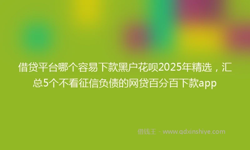 借贷平台哪个容易下款黑户花呗2025年精选，汇总5个不看征信负债的网贷百分百下款app