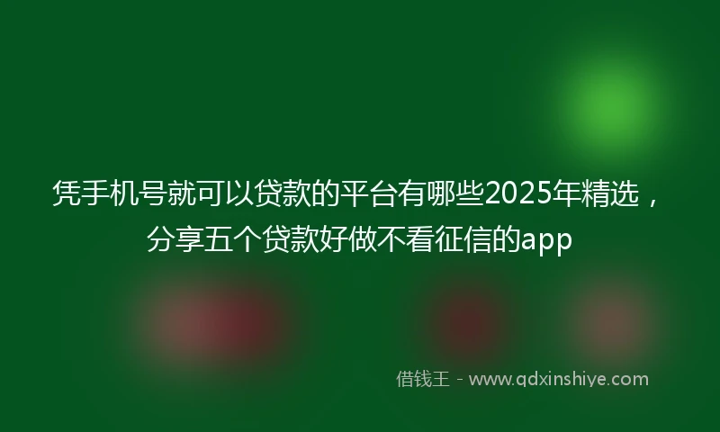 凭手机号就可以贷款的平台有哪些2025年精选，分享五个贷款好做不看征信的app
