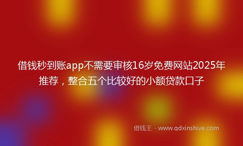 借钱秒到账app不需要审核16岁免费网站2025年推荐，整合五个比较好的小额贷款口子
