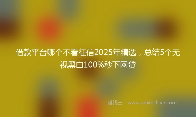 借款平台哪个不看征信2025年精选，总结5个无视黑白100%秒下网贷