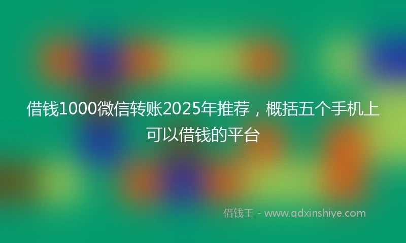 借钱1000微信转账2025年推荐，概括五个手机上可以借钱的平台