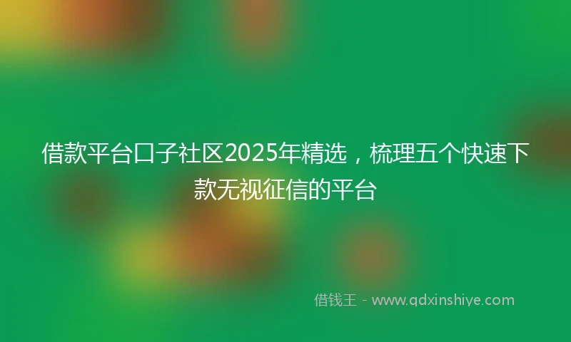 借款平台口子社区2025年精选，梳理五个快速下款无视征信的平台