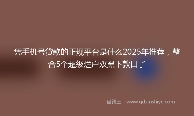 凭手机号贷款的正规平台是什么2025年推荐，整合5个超级烂户双黑下款口子