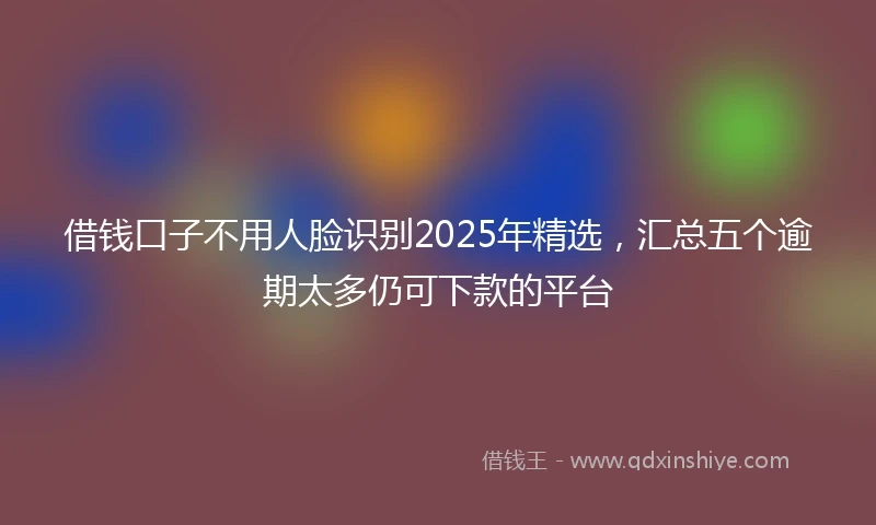 借钱口子不用人脸识别2025年精选，汇总五个逾期太多仍可下款的平台